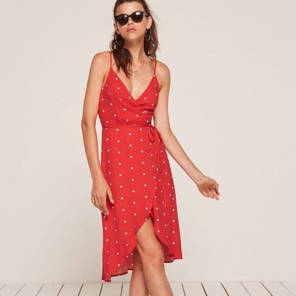 Reformation Dresses & Skirts - Reformation Anouk Polka Dot Wrap Dress Frill Tulip